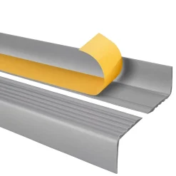 Quest Nez de marche PVC 50x42mm, , profilé d'escalier RGP, auto-adhésif, antidérapant, d'escalier-protection, argenté, 1.8m- Nez De Marche|Nez De Marche