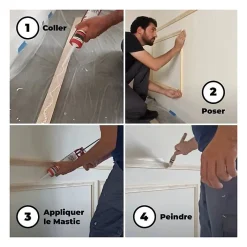 Nordlinger Pro Kit Moulures Soubassement 790527 Bois naturel 4m Décoration murale- Moulure