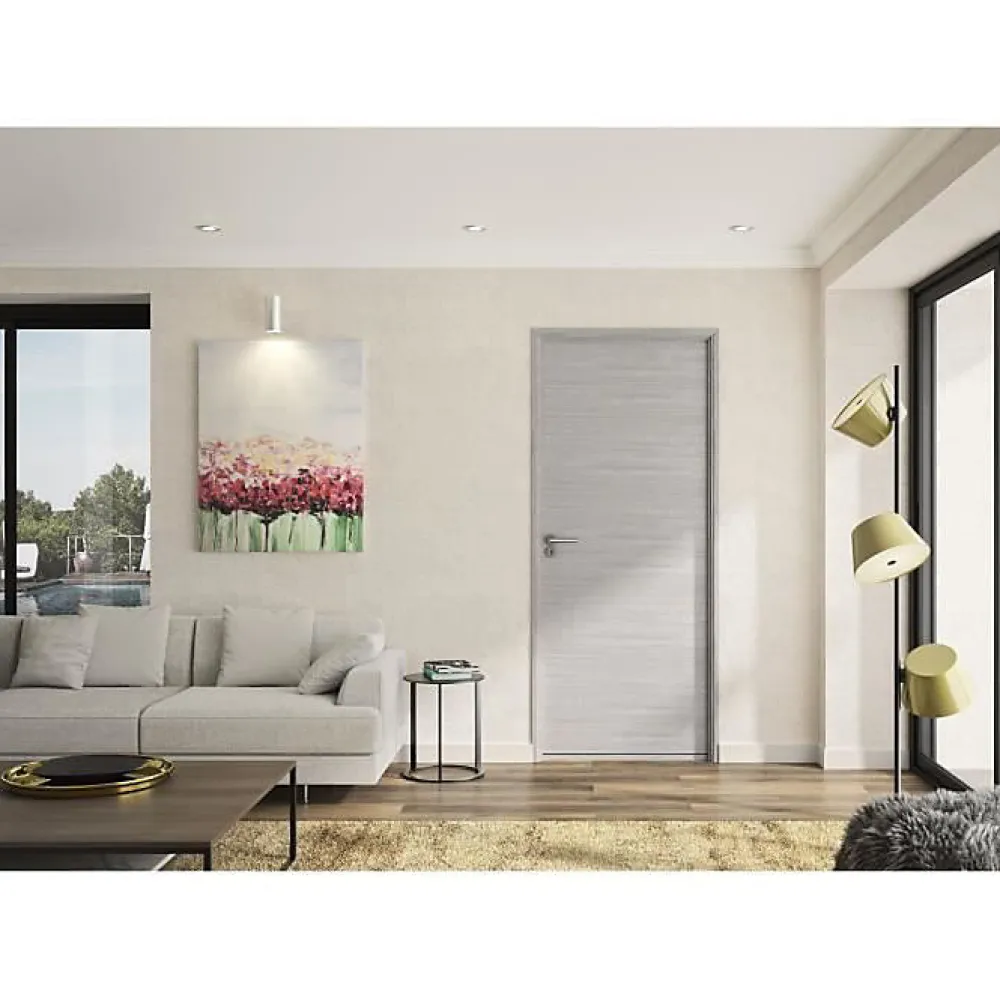 Optimum Bloc Porte ajustable décor chene gris clair BILBAO - 204 x 83 cm Droit- Bloc Porte