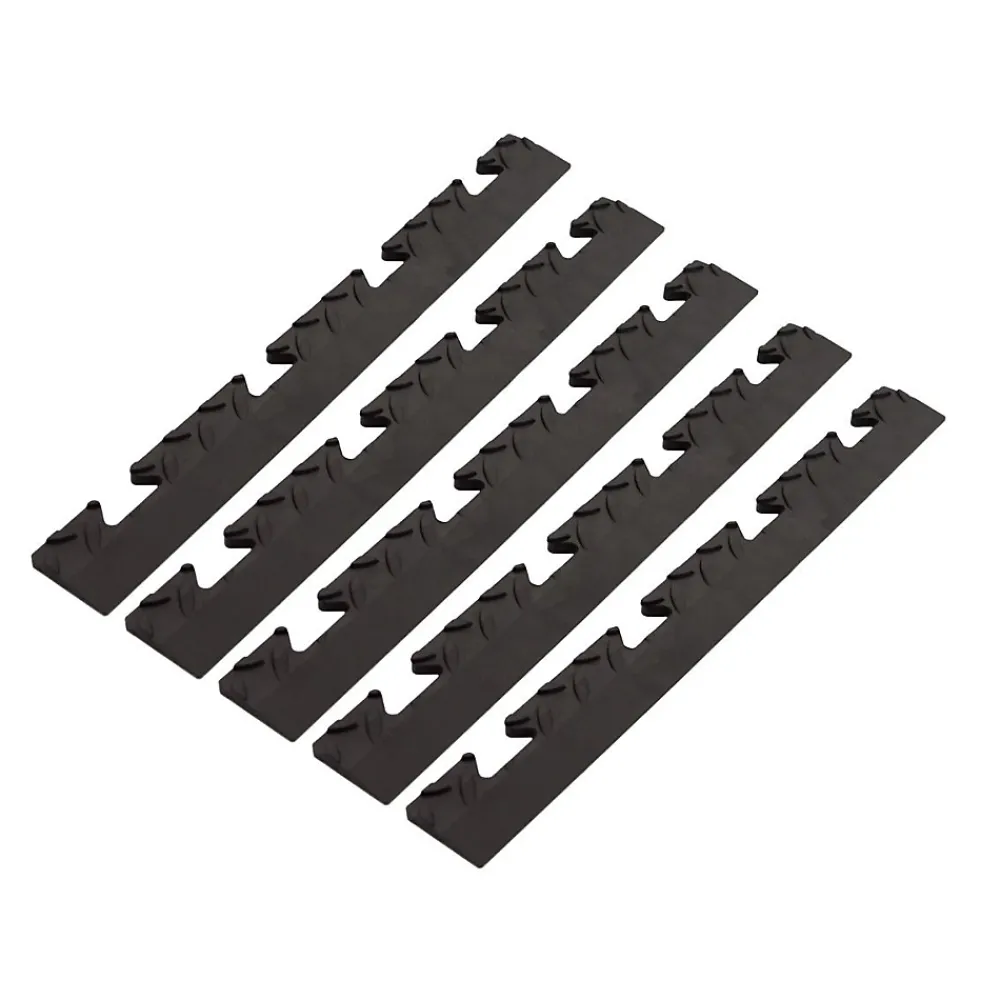 Intec Pack 5 Bordures Femelles pour Dalle PVC noire Clipsable Sol Antidérapant Carré Garage Atelier PS50CRN/F- Dalle Pvc Garage