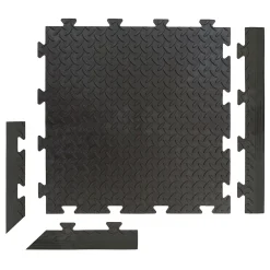 Intec Pack 5 Bordures Femelles pour Dalle PVC noire Clipsable Sol Antidérapant Carré Garage Atelier PS50CRN/F- Dalle Pvc Garage