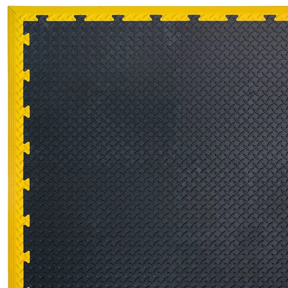 Intec Pack 5 Bordures Femelles pour Dalle PVC noire Clipsable Sol Antidérapant Carré Garage Atelier PS50CRN/F- Dalle Pvc Garage