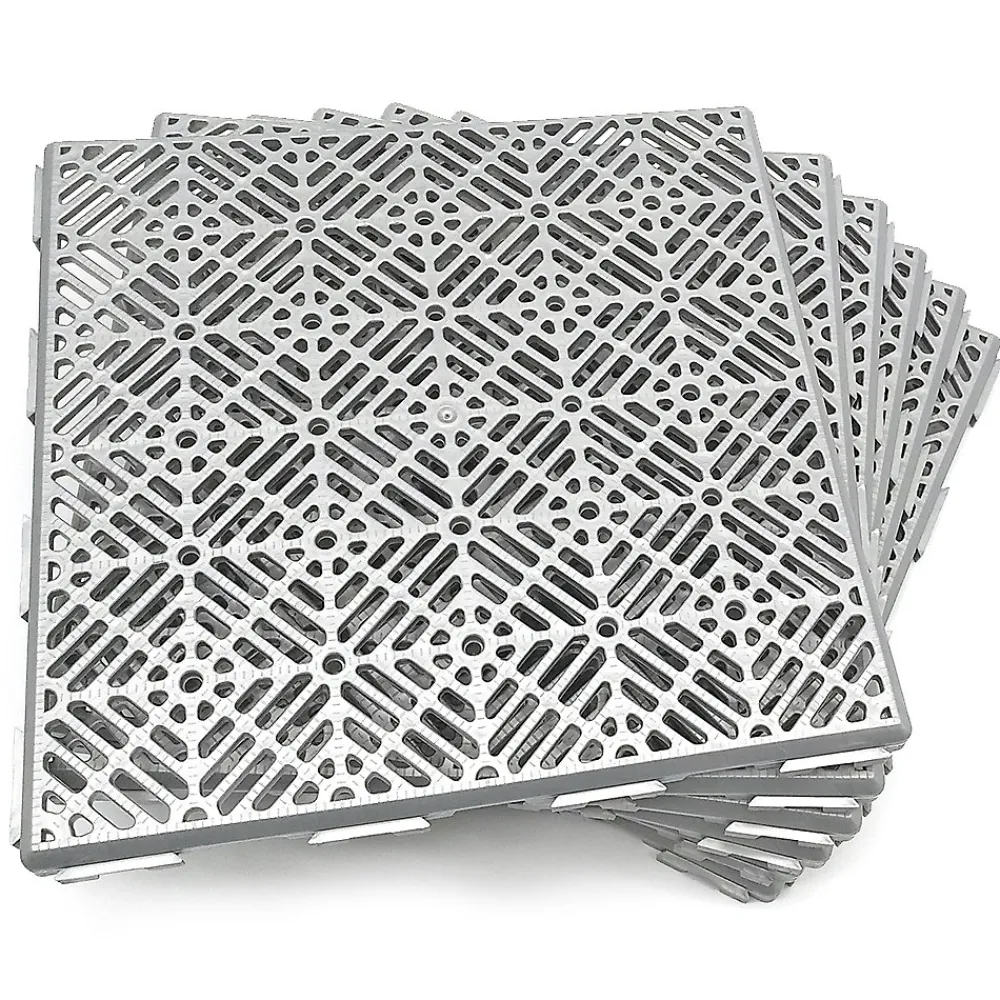 Antihumedades Pack 12 dalles auto-ventilées 30x30x1,5cm (1m² - Gris aluminium). Hôtellerie, chambres froides, garde-manger, bar, zones humides- Dalle Pvc Garage