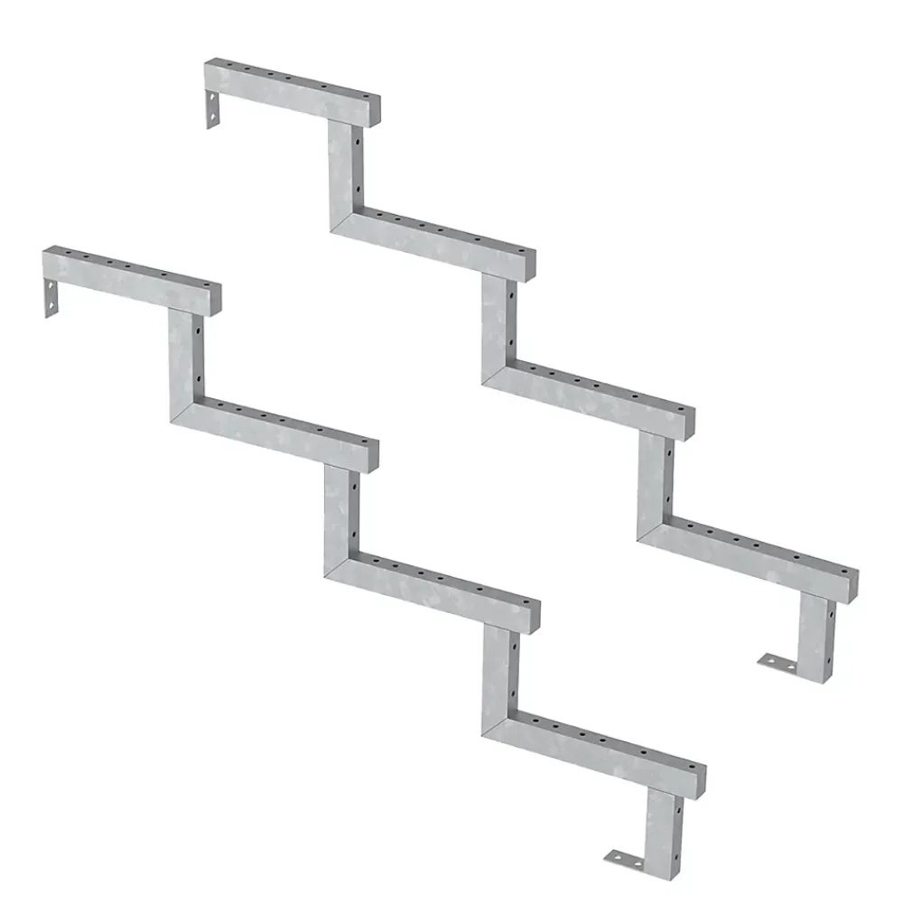 Vinuovo Accessoire D'Escalier<Pack 2 pièces - Limon acier galvanisé 4 marches - H 68cm - Option contremarches