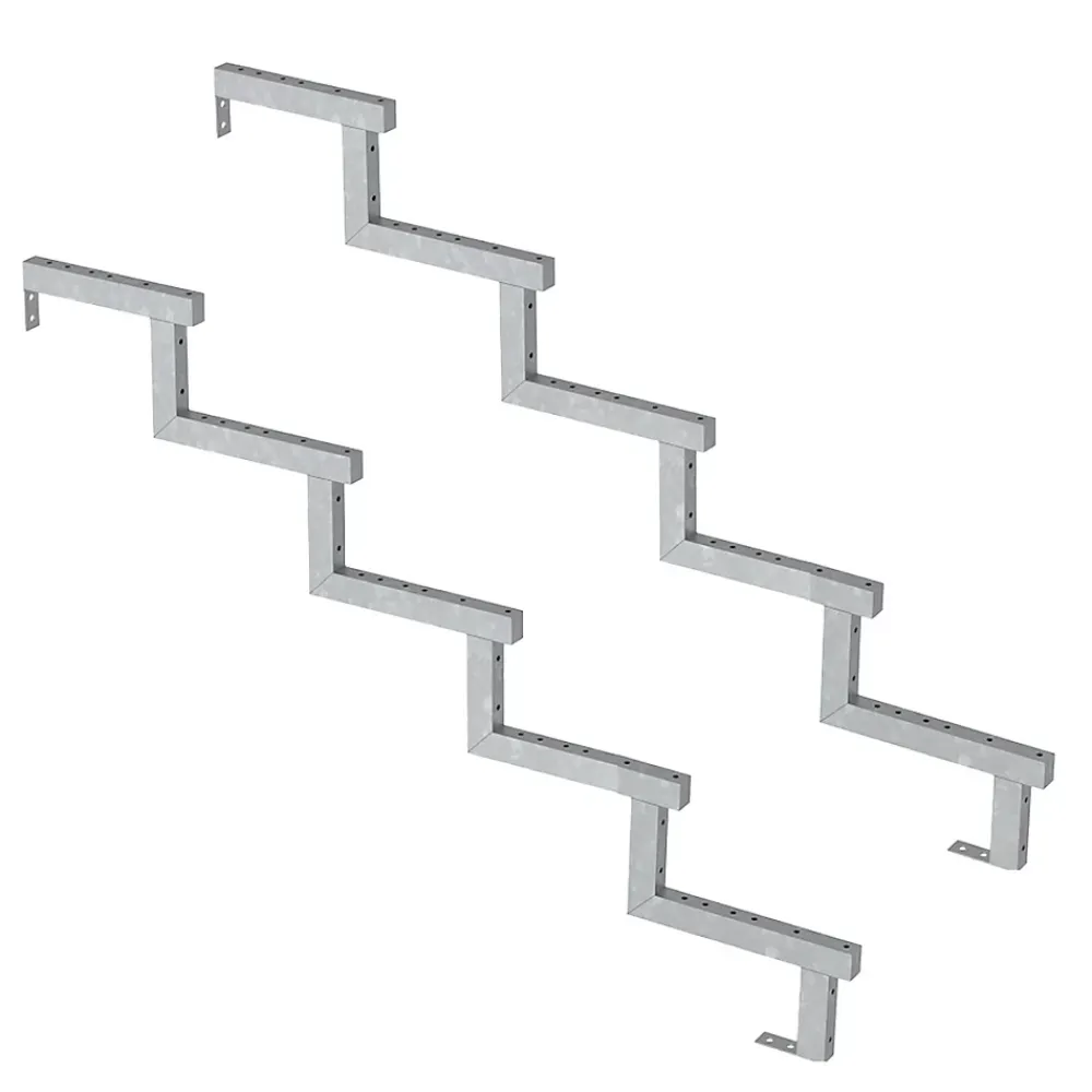 Vinuovo Accessoire D'Escalier<Pack 2 pièces - Limon acier galvanisé 5 marches - H 85cm - Option contremarches