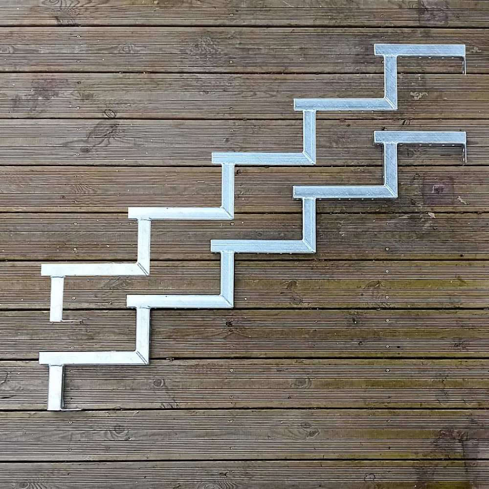Vinuovo Accessoire D'Escalier<Pack 2 pièces - Limon acier galvanisé 5 marches - H 85cm - Option contremarches