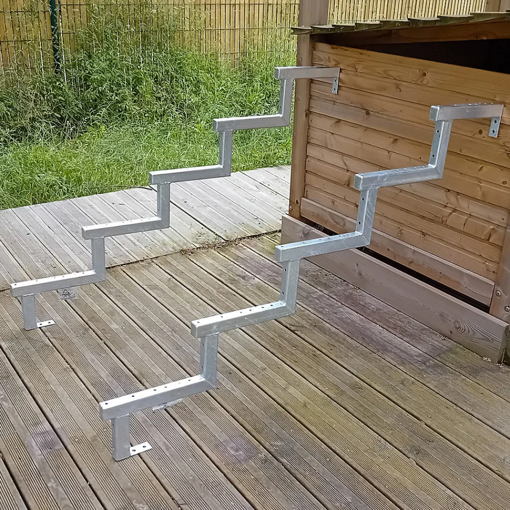 Vinuovo Accessoire D'Escalier<Pack 2 pièces - Limon acier galvanisé 5 marches - H 85cm - Option contremarches