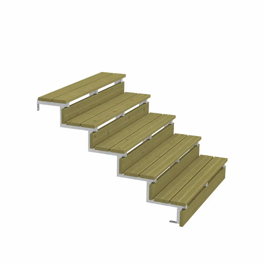 Vinuovo Accessoire D'Escalier<Pack 2 pièces - Limon acier galvanisé 5 marches - H 85cm - Option contremarches