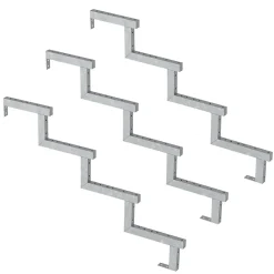 Vinuovo Pack 3 pièces - Limon acier galvanisé 4 marches - H 68cm - Option contremarches- Accessoire D'Escalier