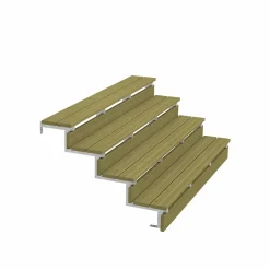 Vinuovo Pack 3 pièces - Limon acier galvanisé 4 marches - H 68cm - Option contremarches- Accessoire D'Escalier
