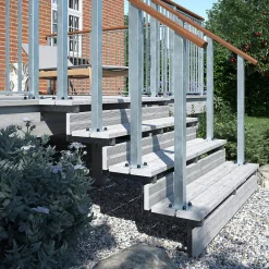 Vinuovo Pack 3 pièces - Limon acier galvanisé 4 marches - H 68cm - Option contremarches- Accessoire D'Escalier