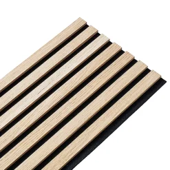 Decoon Panneau Tasseau Bois<Pack Acoustic Mur TV tasseaux bois - Lot de 5 panneaux 250x30x1,9 cm - Lamelles chêne clair véritable fond noir - 3,75m²