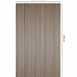Decoon Panneau Tasseau Bois<Pack Acoustic Mur TV tasseaux bois - Lot de 5 panneaux 250x30x1,9 cm - Lamelles chêne clair véritable fond noir - 3,75m²