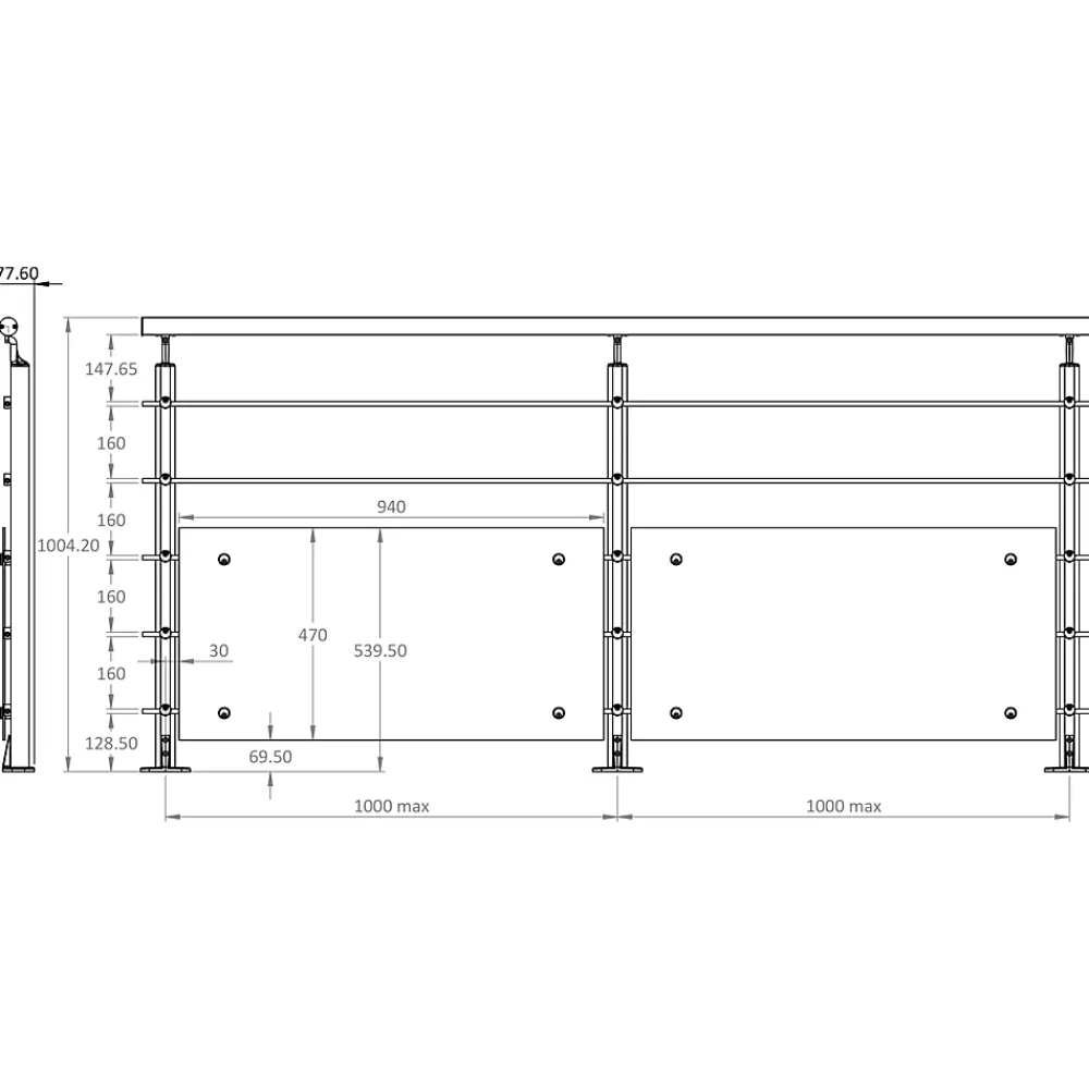 Fortia Garde-Corps, Balustrade<Pack balustrade Barranco horizontale à plat aluminium noir