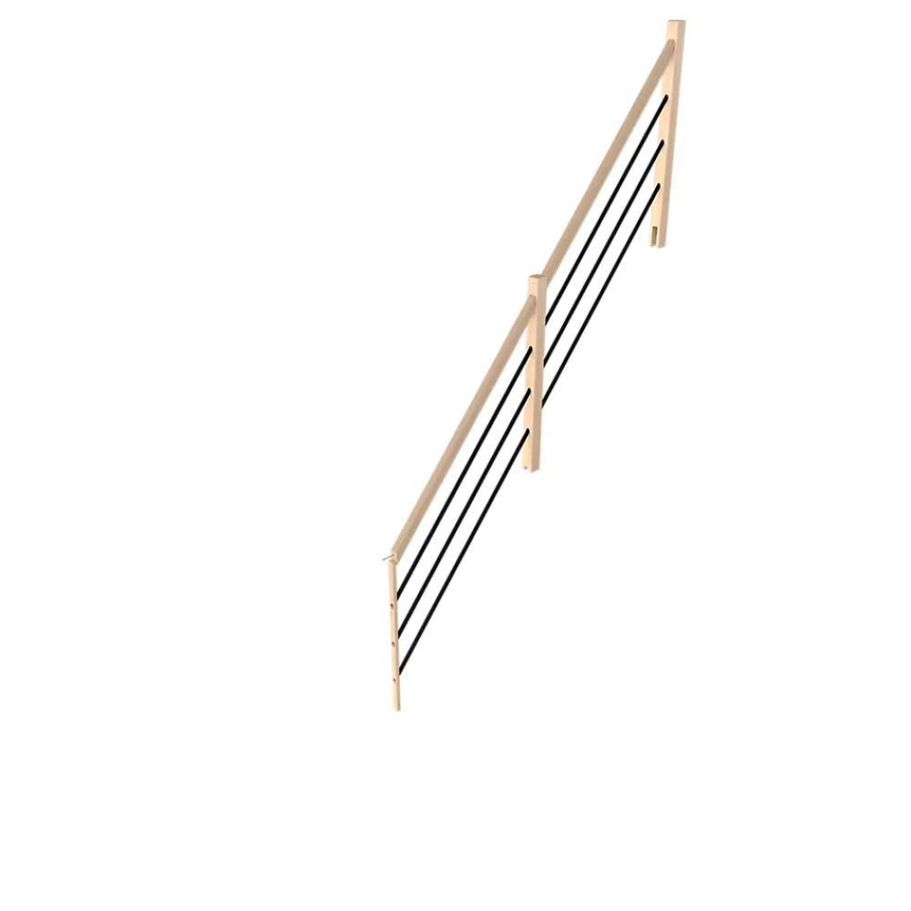 Fortia Garde-Corps, Balustrade<Pack balustrade verticale hêtre coloris naturel et aluminium noir h.100,5 x l.271,8 cm
