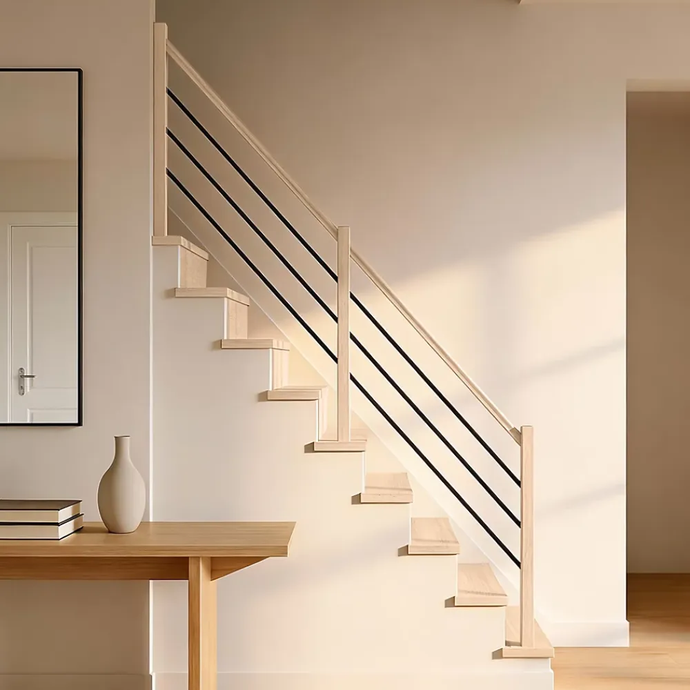 Fortia Garde-Corps, Balustrade<Pack balustrade verticale hêtre coloris naturel et aluminium noir h.100,5 x l.271,8 cm