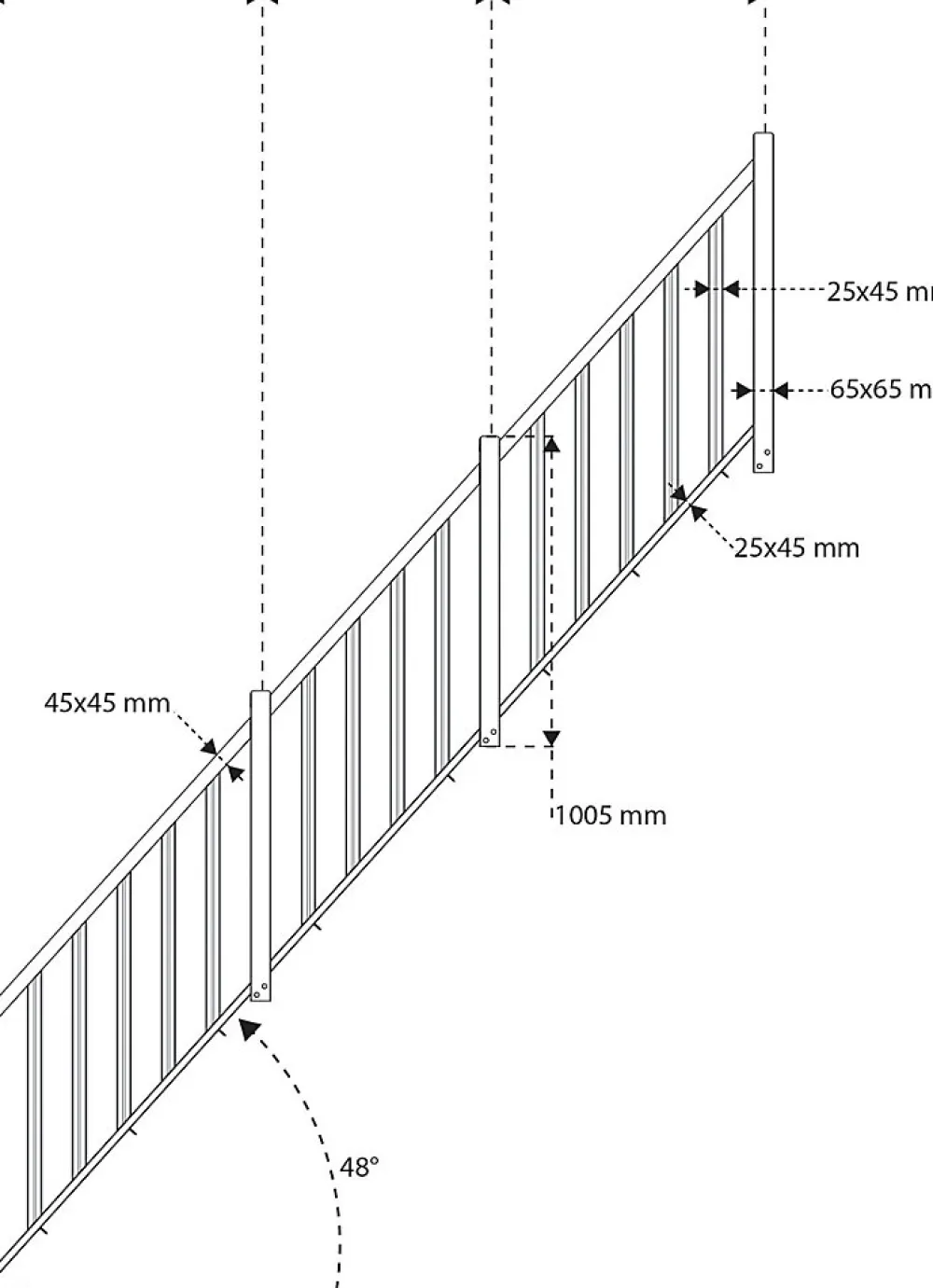 Fortia Pack balustrade verticale hêtre coloris naturel h.105,8 cm x l.346,8 cm- Garde-Corps, Balustrade