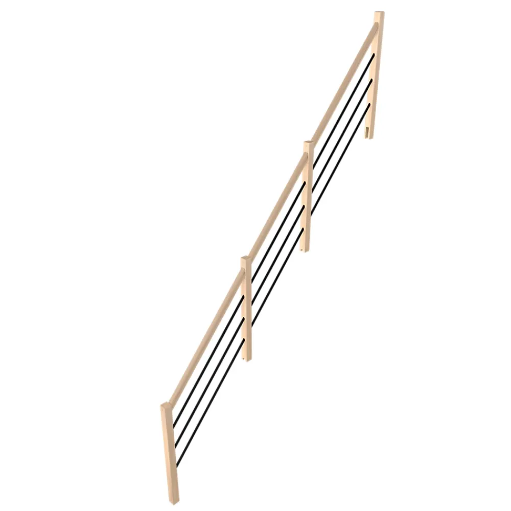 Fortia Garde-Corps, Balustrade<Pack balustrade verticale hêtre coloris naturel et aluminium noir h.105,8 x l.346,8 cm