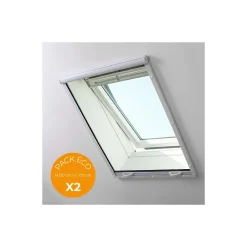 Volet-Moustiquaire Pack éco de 2 moustiquaires enroulables verticales pour fenêtre de toit L 100 cm x H 120 cm Alu blanc- Moustiquaire Pour Fenêtre De Toit