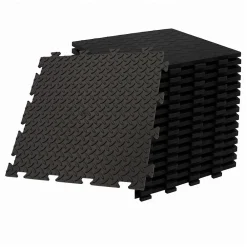 Intec Pack de 10 Dalles PVC Clipsables Noires 50x50 cm Antidérapantes - Revêtement de Sol Garage, Atelier- Dalle Pvc Garage