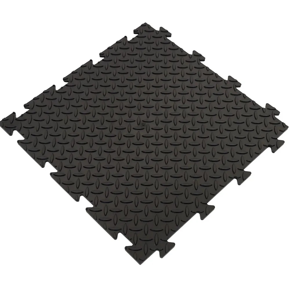 Intec Pack de 10 Dalles PVC Clipsables Noires 50x50 cm Antidérapantes - Revêtement de Sol Garage, Atelier- Dalle Pvc Garage