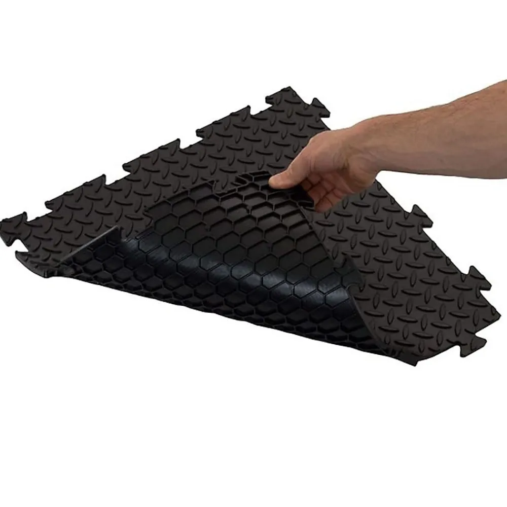 Intec Pack de 10 Dalles PVC Clipsables Noires 50x50 cm Antidérapantes - Revêtement de Sol Garage, Atelier- Dalle Pvc Garage