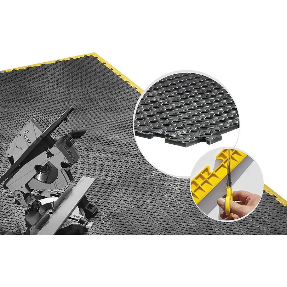 Intec Pack de 10 Dalles PVC Clipsables Noires 50x50 cm Antidérapantes - Revêtement de Sol Garage, Atelier- Dalle Pvc Garage