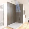 Galedo Panneau Mural De Salle De Bains<Pack de 2 panneaux muraux de salle de bains, marron effet bois avec profilés chromés, l.120+90 x H.210 x P.0,3 cm, Homestone