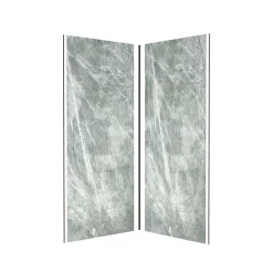 Galedo Pack de 2 panneaux muraux de salle de bains, vert effet pierre avec profilés noirs, l.90+90 x H.210 x P.0,3 cm, Homestone- Panneau Mural De Salle De Bains