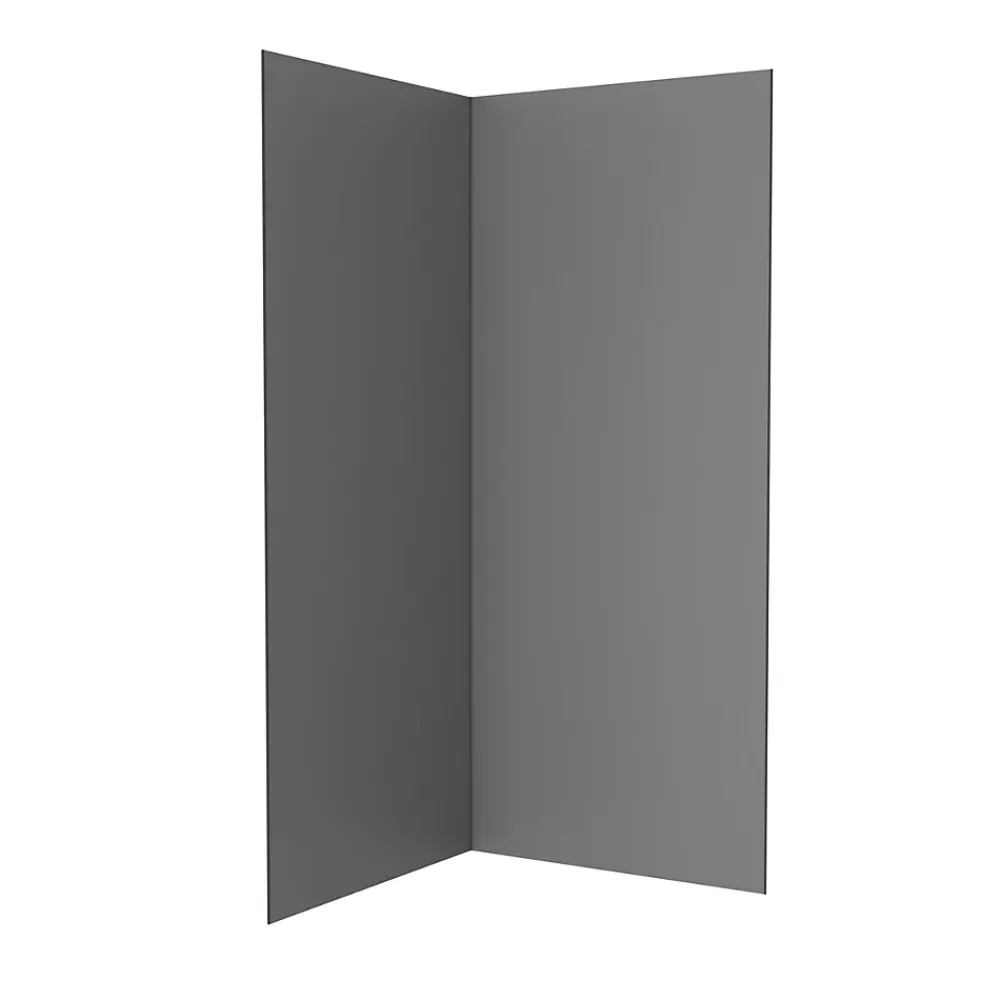 Galedo Pack de 2 panneaux muraux de salle de bains, gris foncé avec profilés noirs, l.90+90 x H.210 x P.0,3 cm, Alucolors- Panneau Mural De Salle De Bains