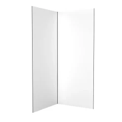 Galedo Pack de 2 panneaux muraux de salle de bains, blanc avec profilés noirs, l.90+90 x H.210 x P.0,3 cm, Alucolors- Panneau Mural De Salle De Bains