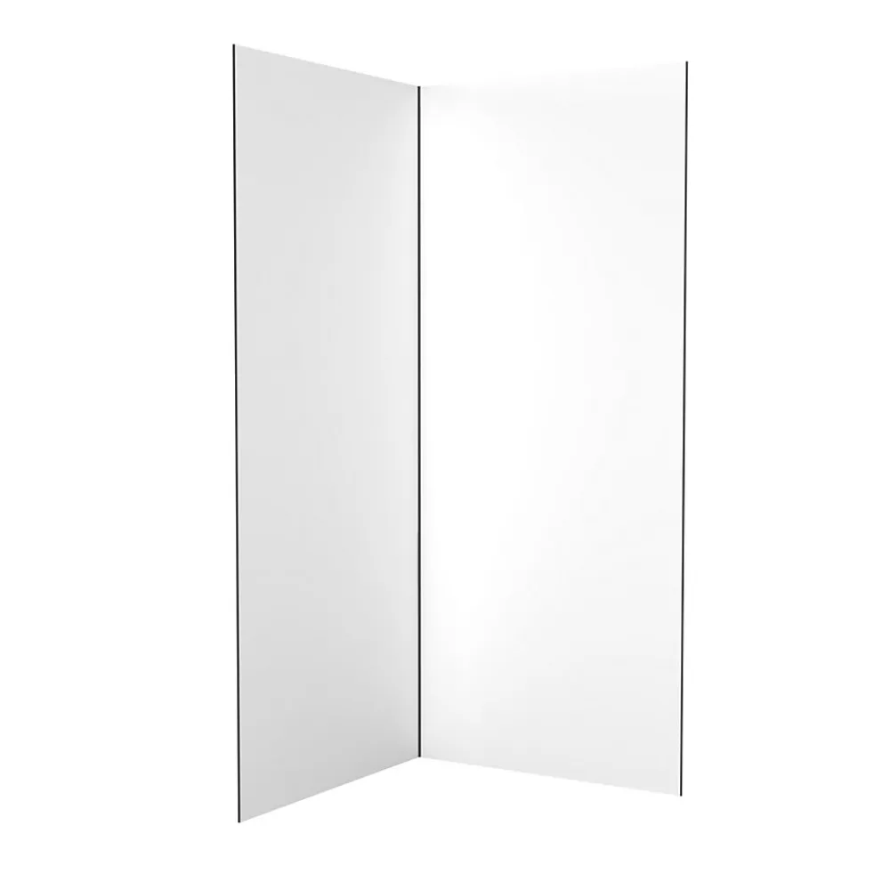 Galedo Pack de 2 panneaux muraux de salle de bains, blanc avec profilés noirs, l.90+90 x H.210 x P.0,3 cm, Alucolors- Panneau Mural De Salle De Bains