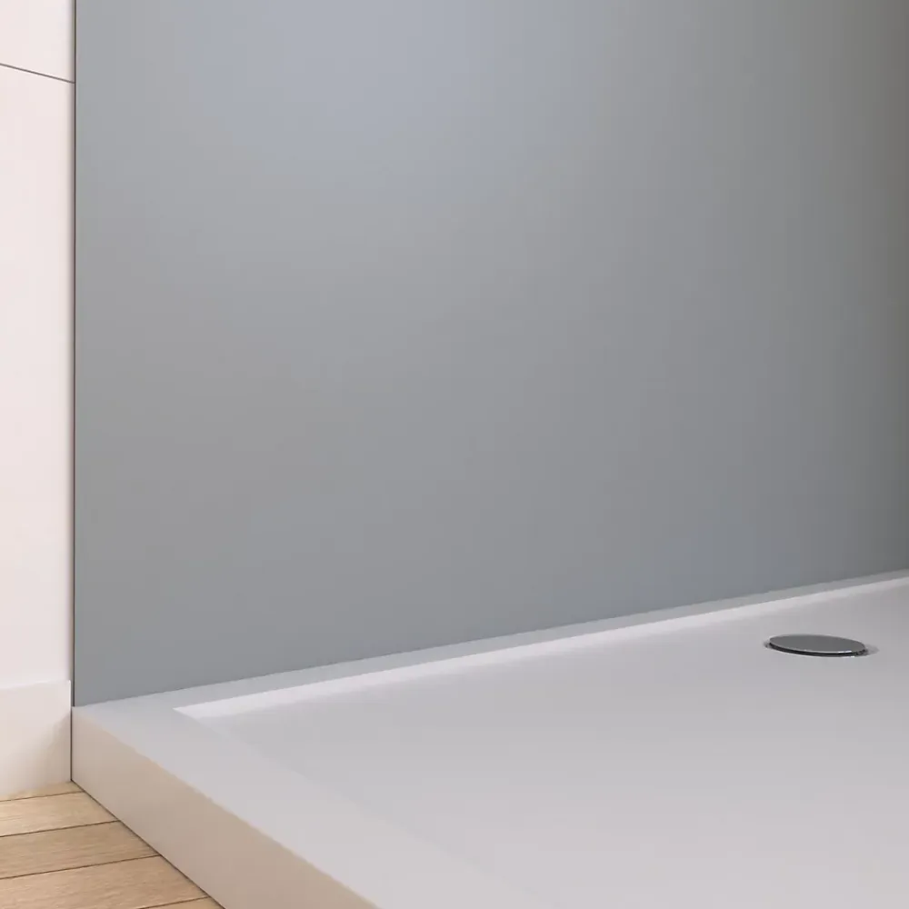 Galedo Pack de 2 panneaux muraux de salle de bains, gris avec profilés chromés, l.120+90 x H.210 x P.0,3 cm, Alucolors- Panneau Mural De Salle De Bains