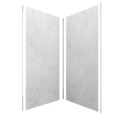 Galedo Pack de 2 panneaux muraux de salle de bains, gris effet pierre avec profilés chromés, l.90+90 x H.210 x P.0,3 cm, Homestone- Panneau Mural De Salle De Bains