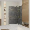 Galedo Pack de 2 panneaux muraux de salle de bains, gris et doré effet pierre avec profilés dorés, l.120+90 x H.210 x P.0,3 cm, Homestone- Panneau Mural De Salle De Bains