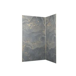Galedo Pack de 2 panneaux muraux de salle de bains, gris et doré effet pierre avec profilés dorés, l.120+90 x H.210 x P.0,3 cm, Homestone- Panneau Mural De Salle De Bains
