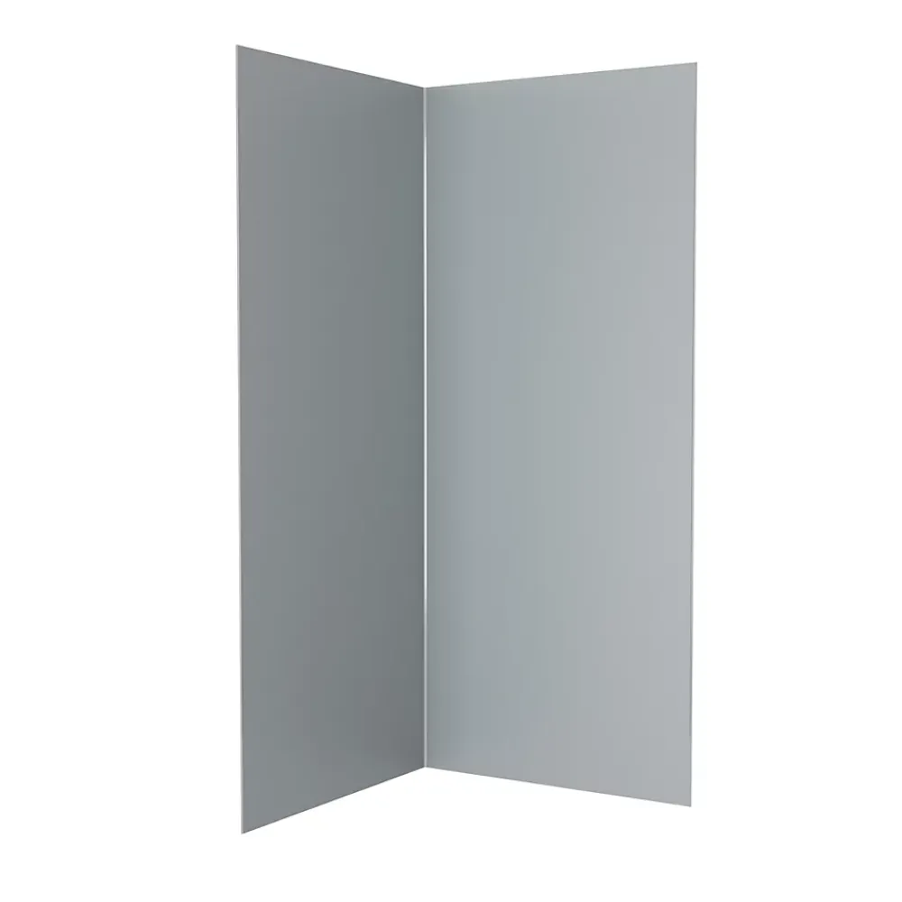 Galedo Pack de 2 panneaux muraux de salle de bains, gris avec profilés chromes, l.90+90 x H.210 x P.0,3 cm, Alucolors- Panneau Mural De Salle De Bains