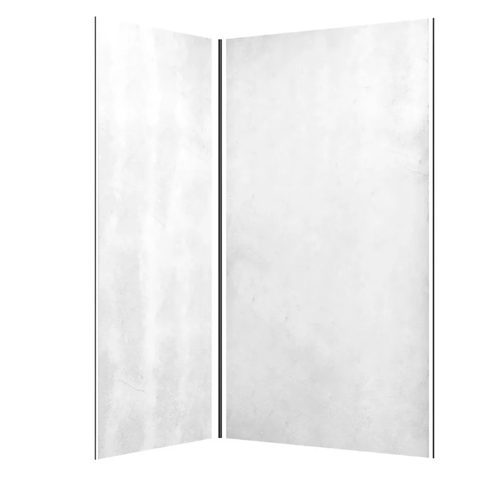 Galedo Panneau Mural De Salle De Bains<Pack de 2 panneaux muraux de salle de bains, blanc effet pierre avec profilés noirs, l.120+90 x H.210 x P.0,3 cm, Homestone