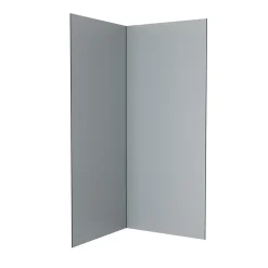 Galedo Pack de 2 panneaux muraux de salle de bains, gris avec profilés noirs, l.90+90 x H.210 x P.0,3 cm, Alucolors- Panneau Mural De Salle De Bains