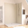 Galedo Pack de 2 panneaux muraux de salle de bains, ivoire avec profilés chromés, l.120+90 x H.210 x P.0,3 cm, Alucolors- Panneau Mural De Salle De Bains