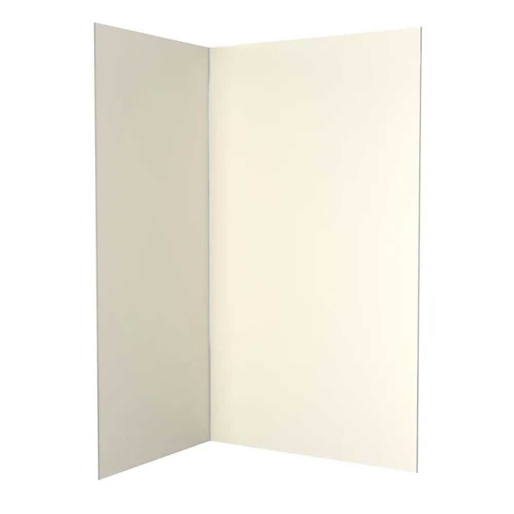 Galedo Pack de 2 panneaux muraux de salle de bains, ivoire avec profilés chromés, l.120+90 x H.210 x P.0,3 cm, Alucolors- Panneau Mural De Salle De Bains