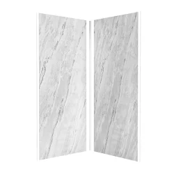 Galedo Panneau Mural De Salle De Bains<Pack de 2 panneaux muraux de salle de bains, gris effet marbre avec profilés chromés, l.90+90 x H.210 x P.0,3 cm, Homestone