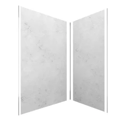 Galedo Panneau Mural De Salle De Bains<Pack de 2 panneaux muraux de salle de bains, gris effet pierre avec profilés chromés, l.120+90 x H.210 x P.0,3 cm, Homestone