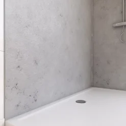 Galedo Panneau Mural De Salle De Bains<Pack de 2 panneaux muraux de salle de bains, gris effet pierre avec profilés chromés, l.120+90 x H.210 x P.0,3 cm, Homestone