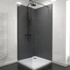 Galedo Pack de 2 panneaux muraux de salle de bains, gris foncé effet ardoise avec profilés noirs, l.90+90 x H.210 x P.0,3 cm, Homestone- Panneau Mural De Salle De Bains