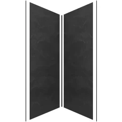 Galedo Pack de 2 panneaux muraux de salle de bains, gris foncé effet ardoise avec profilés noirs, l.90+90 x H.210 x P.0,3 cm, Homestone- Panneau Mural De Salle De Bains