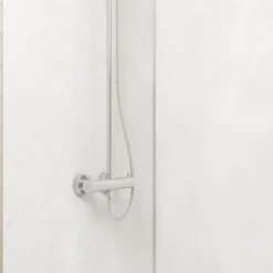 Galedo Panneau Mural De Salle De Bains<Pack de 2 panneaux muraux de salle de bains, blanc effet pierre avec profilés chromés, l.90+90 x H.210 x P.0,3 cm, Homestone