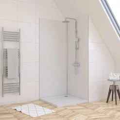Galedo Panneau Mural De Salle De Bains<Pack de 2 panneaux muraux de salle de bains, blanc avec profilés chromés, l.90+90 x H.210 x P.0,3 cm, Alucolors