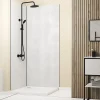 Galedo Pack de 2 panneaux muraux de salle de bains, blanc effet pierre avec profilés noirs, l.90+90 x H.210 x P.0,3 cm, Homestone- Panneau Mural De Salle De Bains