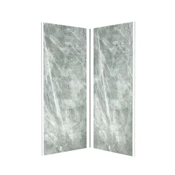 Galedo Pack de 2 panneaux muraux de salle de bains, vert effet pierre avec profilés chromés, l.90+90 x H.210 x P.0,3 cm, Homestone- Panneau Mural De Salle De Bains